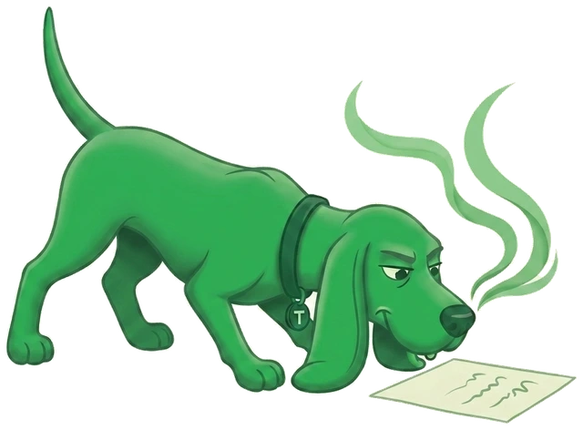 Trusty the hound following a paper trail